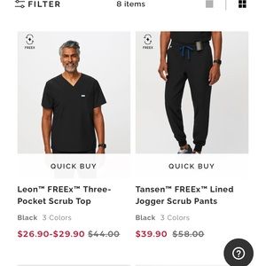 Men figs FREEx scrub set- black